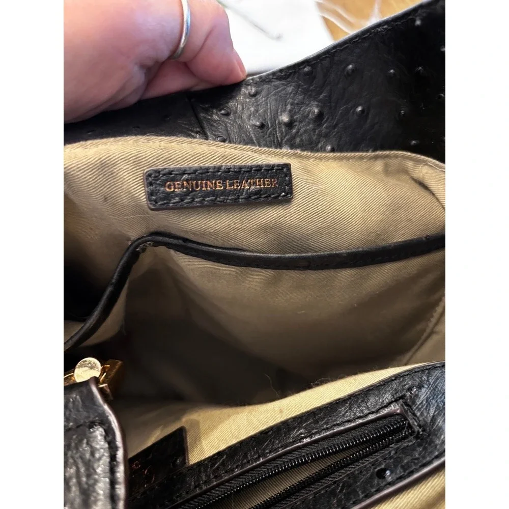 GILI Got It Love It Hobo Bag Large Black Ostrich Embossed Leather Tassel Charm